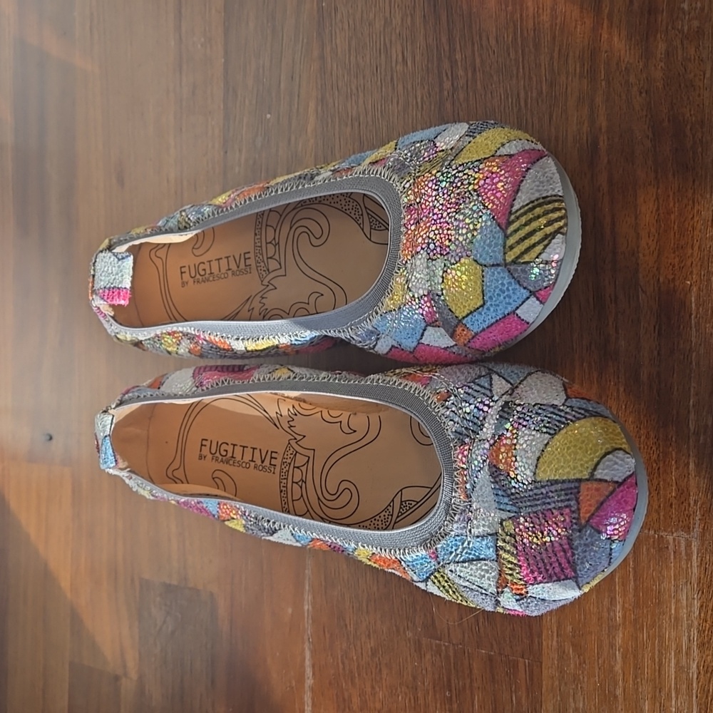 Fugitive by Francesco Rossi Geometric Patterned Ballet Flats UK Size 37